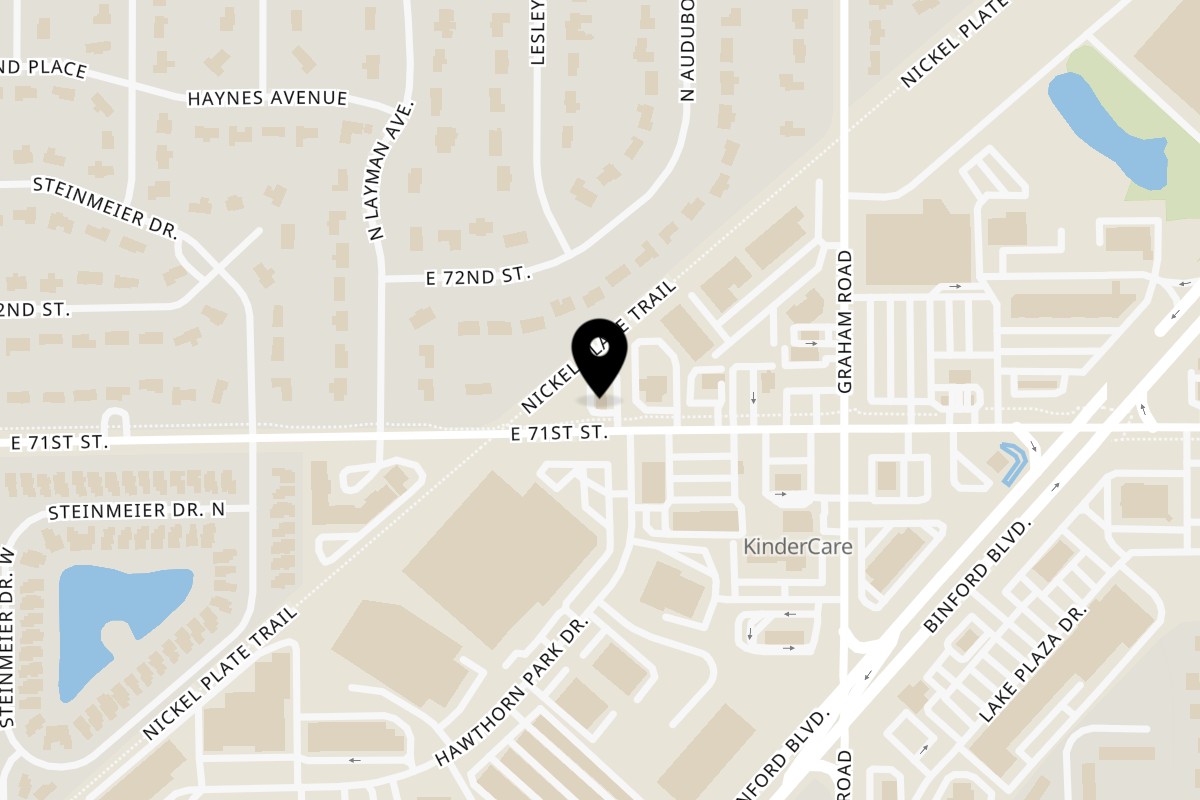 Map showing the location of Ramen Ray on 5628 E 71st St in Indianapolis